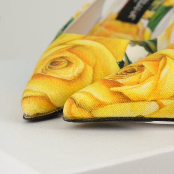 Dolce & Gabbana Yellow Rose Gabardine Slingback Pumps, EU 35/US 5 - Picture 10 of 14